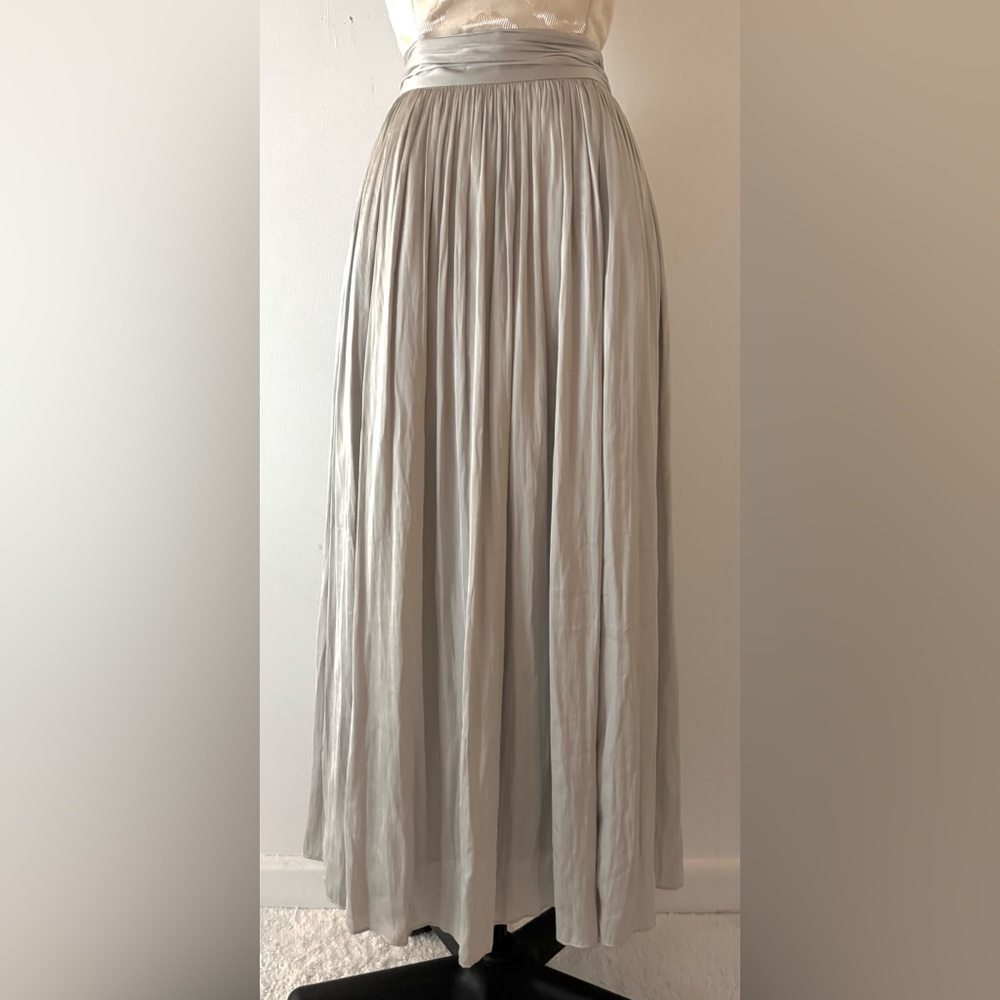 J.Crew Silky Silver Plisse Pleated Midi Skirt Metallic Event Size 0 NWT